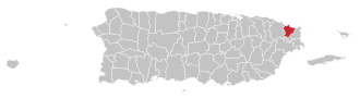 Map of Puerto Rico highlighting Luquillo Municipality