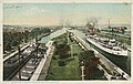 Anchor Line steamer in the Soo Locks, ca. 1900s