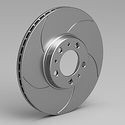 Ventilated Curve Slotted Brake Rotor CAD Model