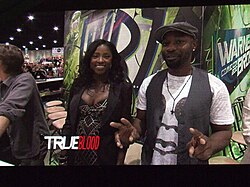 Rutina Wesley and Nelsan Ellis at a True Blood signing at Comic Con in 2010.