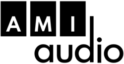 The letters A, M, and I in white in three green boxes, with the word "audio" next to them in dark gray, all in a sans serif font
