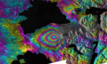 InSAR image displaying the ground deformation after the eruption of Calbuco volcano in Chile.