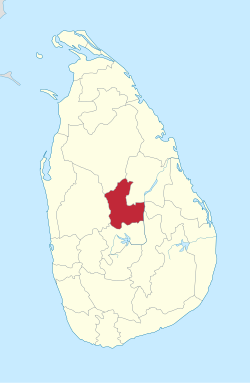 Outline map of Sri Lanka with Matale District shaded in the north-central region
