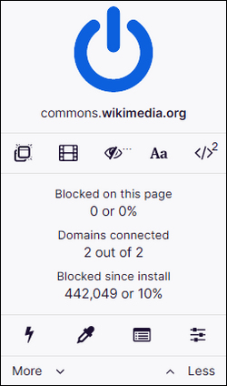 uBlock Origin pop-up interface as of version 1.27.6