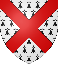 Image of the coat of arms of the Earls of Desmond, a red cross on an ermine background