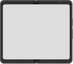 Diagram of the interior of a Pixel Fold smartphone in black.
