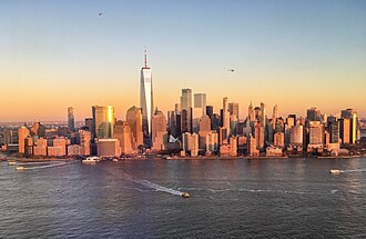 The Financial District of Lower Manhattan, including Wall Street, is the world's principal fintech and financial center.[1][2]