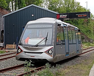 The Coventry Very Light Rail Vehicle during a public test on Saturday 17 May 2025