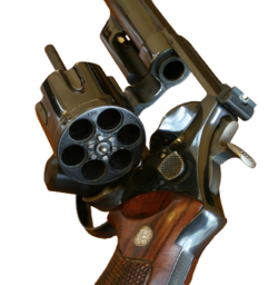 Smith & Wesson Model 29 cylinder open.