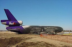 The aircraft after the fire