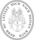 Eye of Providence in the canting arms of the Jauch family (motto: "Lord thou shalt guide me with thy counsel", Psalm 73:24)