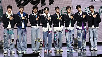 Lun8 in March 2024 L-R: Junwoo, Ji Eun-ho, Dohyun, Takuma, Ian, Jinsu, Chael, Eunseop