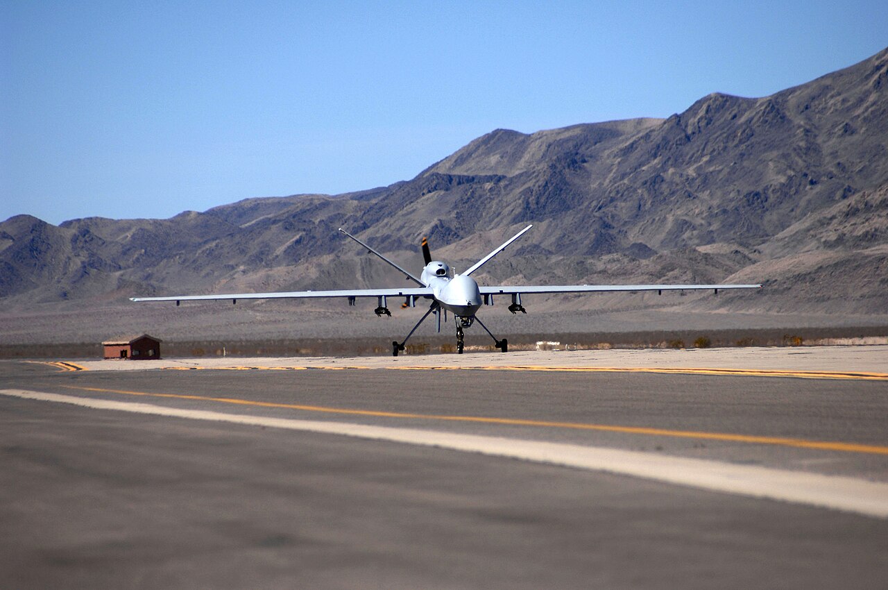 First MQ-9 Reaper taxies at Creech AFB 2007.jpg