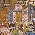 Gun-wielding Ottoman Janissaries in combat against the Knights of Saint John at the Siege of Rhodes in 1522