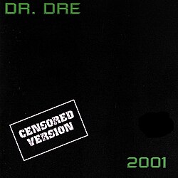 The censored album cover, completely removing the cannabis icon, while also adding a white stamp that reads "CENSORED VERSION" as it suggests, and changing the pitch-black background to an abstract black, relief ink texture.