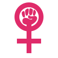Raised fist within Venus symbol, used as a symbol of second-wave feminism (1960s)[f]