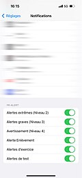 iPhone settings for FR-Alert