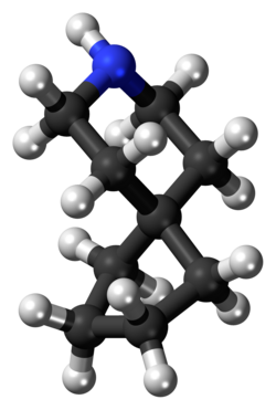 Ball-and-stick model of the azaspirodecane molecule
