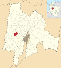Location of the municipality and town inside Cundinamarca Department of Colombia