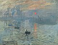 Impression, Sunrise by Claude Monet (1872) featured a tiny but vivid orange sun against a blue background. The painting gave its name to the Impressionist movement.