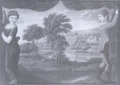 Fireboard with view of Chatsworth, Derbyshire, England, by M.F. Corné