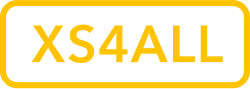 XS4ALL written in yellow letters with a yellow frame