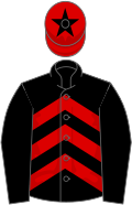 Black and red chevrons, black sleeves, red cap, black star