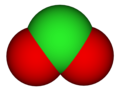 Spacefill model of chlorine dioxide