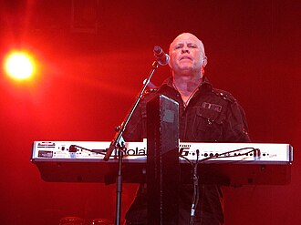 Score performing with A Flock of Seagulls in Liverpool, in 2011