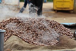 Roasting of peanuts in India