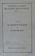 1889 copy of Helmholtz's "Über die Erhaltung der Kraft", no. 1