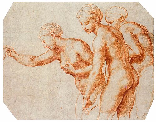 Red chalk study for the Villa Farnesina Three Graces