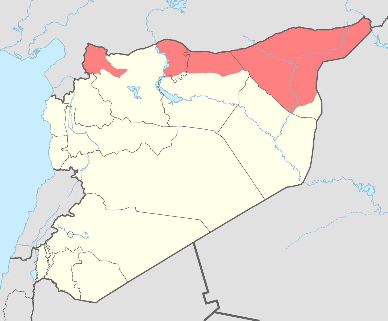 Map of DFNS late 2017 AFRIN EUPHRATES JAZIRA ONLY.svg