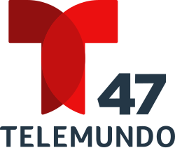 The Telemundo network logo, a T with two circular overlapping components. To the right and under the T, the number 47. Beneath it, in a sans serif, the word Telemundo.