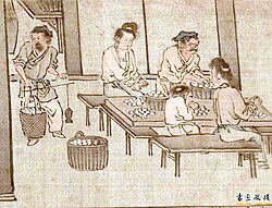The cocoons are weighed.
