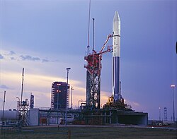 An Atlas-Centaur at LC-36A prior to the launch of Pioneer 10.