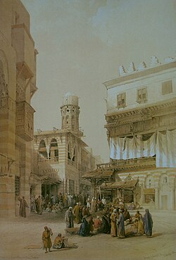 Bazaar of the Coppersmiths in Cairo by David Roberts, 1838