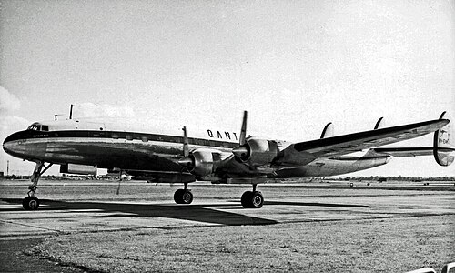 A Qantas Super Constellation at Heathrow, 1955