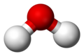 Ball-and-stick model of the water molecule