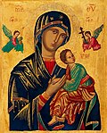 A traditional depiction of Mary, by Fra Angelico, wearing a blue mantle