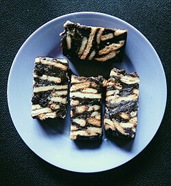 Batik cake cut into several pieces