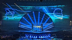 Rustamli performing at the Eurovision Song Contest 2022