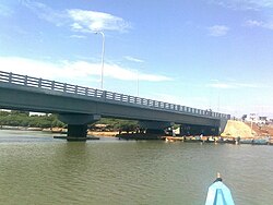Arani river passing under the bridge at Ponneri