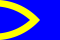 Flag of Předklášteří, Czech Republic, with chevron "in the shape of a gothic arch" [8]