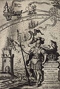 Flemish August Bouttats, Allegory of Triumphant Spain with immaculist banner, c. 1682, cover of Triumphant Spain and the laureate church all over the world by the patronage of Holy Mary. Collection: Hispanic Society of America.