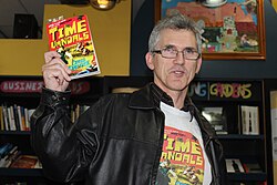 Cormick with his book, Time Vandals, in 2012