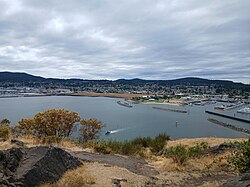 Downtown Anacortes and the marina from Cap Sante