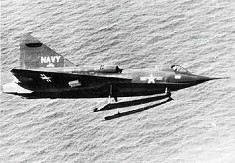 Convair F2Y Sea Dart showing twin hydro-skis