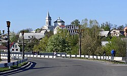 Skyline of Bohuslav across the Ros River
