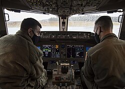 EICAS of a Boeing KC-46 at the center-left